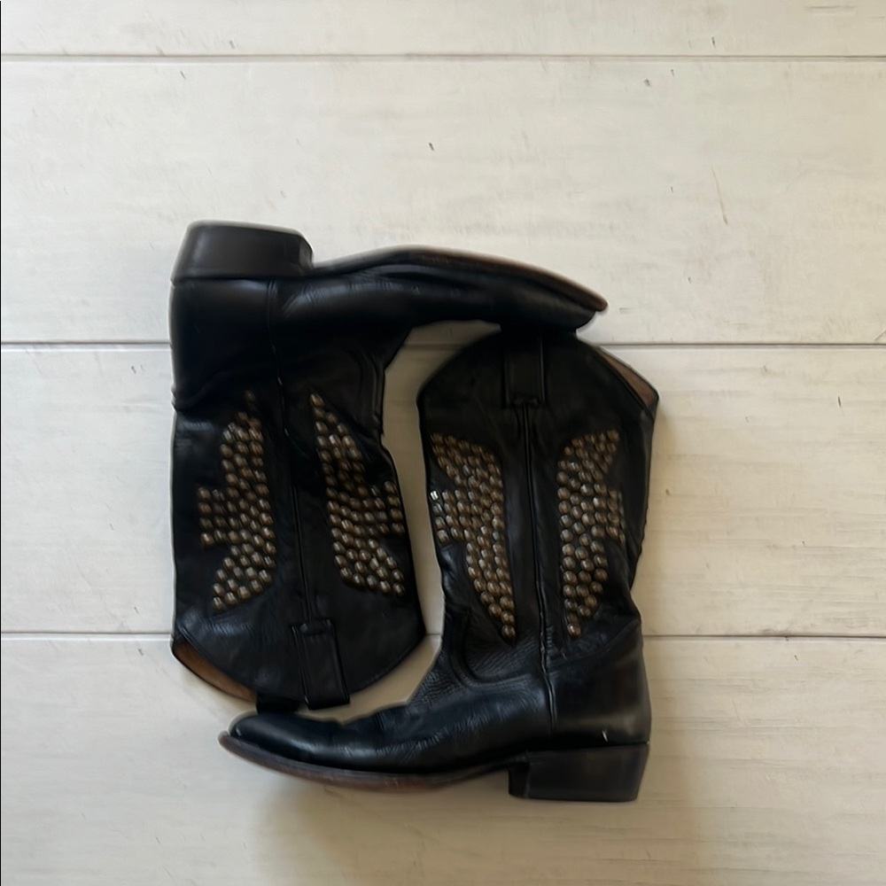 Frye Black Leather cowboy boot